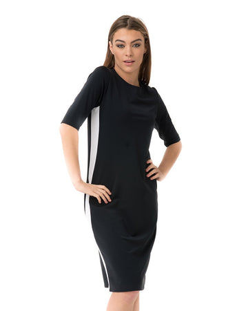 Undercover Waterwear RD-BK Black Racer Stripe Swim Dress myselflingerie.com
